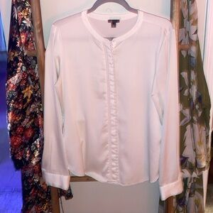 Ann Taylor size medium white silky long sleeve blazer